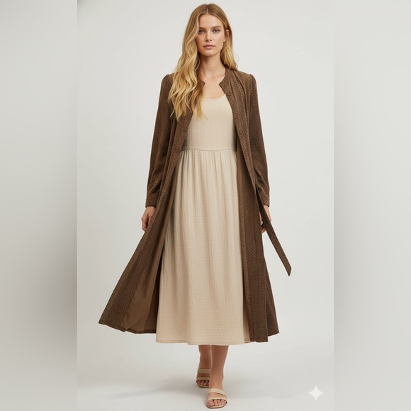 NWT Hem & Thread Chocolate Long Sleeve Coat Dress - Picture 3 of 12